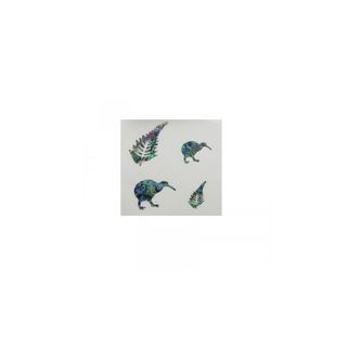Paua Theme Stickers Kiwis and Ferns 4 pce
