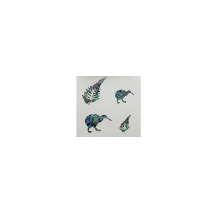 Paua Theme Stickers Kiwis and Ferns 4 pce