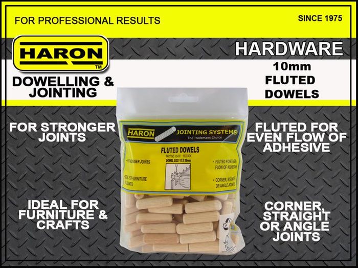 Haron 10mm x 38mm Fluted Dowels (40) ***