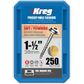 Kreg Pocket Hole Screws - 38mm Coarse/MaxiLoc Head - Zinc - 250 pack