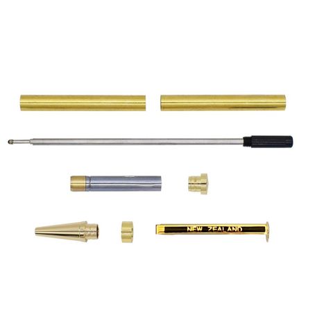 Gold Ball Point Pen Kit - NZ Clip - Twist -Pack of 5