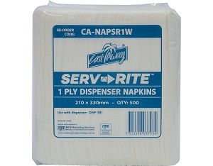 1ply DISPENSER NAPKIN WHITE COMPACT FOLD CWISE x 250 (20)