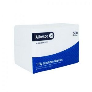 1ply WHITE LUNCH NAPKIN 1/4 FOLD ALFRESCO x 500 (6)