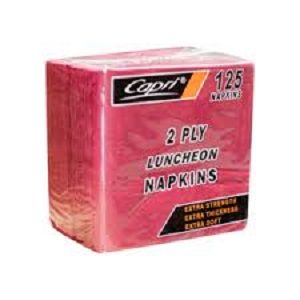 2ply RED LUNCH NAPKIN QTR FOLD CAPRI x 125 (16)