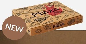 13in PIZZA CARTON BROWN PIZZA PRINT x 100