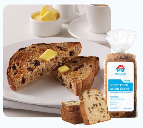 RAISIN TOAST SUPER THICK FRESH FROZEN TIP TOP 650g x 6