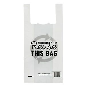 SMALL CARRY BAG SINGLET REUSABLE (BLACK) x 100 (15)