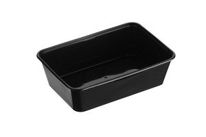 BLACK 650ml RECTANGLE CONTAINER x 50 (10)