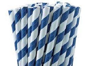 BLUE WHITE PAPER STRAWS STRIPE FFRIENDLY x 250 (10)