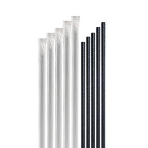 WRAPPED BLACK PAPER STRAWS CAWAY x 250 (10)