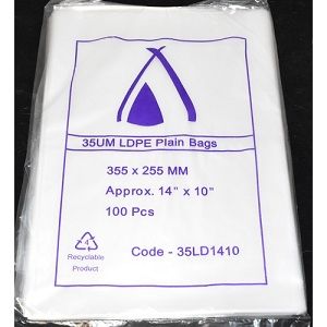 BAG PLASTIC LDPE 255 x 355mm 50um SAVILL x 100 (10)