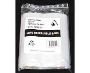 RESEALABLE LDPE BAG 255 x 305mm 50um x 100 (10)