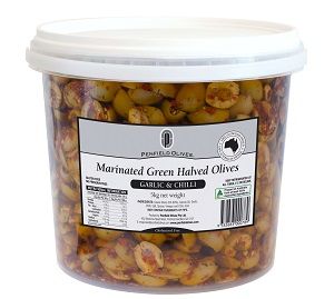 5kg MARINATED GREEN OLIVES HALVES PENFIELD