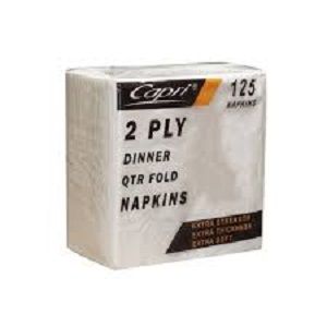 2ply WHITE DINNER NAPKIN CAPRI x 125 (8)