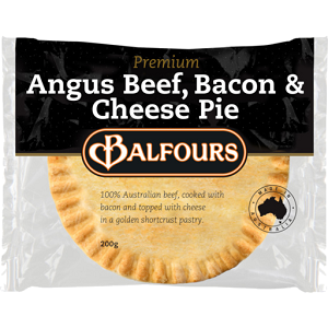 BALFOURS BEEF BACON CHEESE PIE PREMIUM 12 x 200g