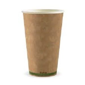 16oz BIO DWALL CUP GREEN RING KRAFT BROWN x 40 (15)