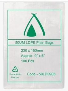 BAG PLASTIC LDPE 230 x 150mm 50um SAVILL x 100 (10)