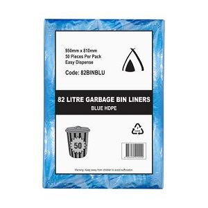 82lt BIN LINER HDPE BLUE FLAT x 50 (10)