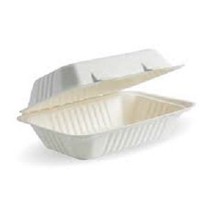 SNACK WHITE PLANT FIBRE CLAMSHELL BIOPAK x 125 (2)