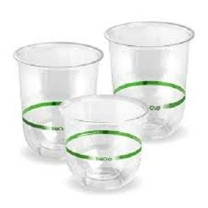 360ml CLEAR TUMBLER GREEN RING BIOPAK x 50 (20)