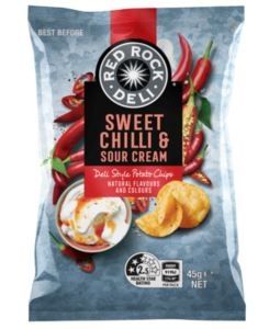 SWEET CHILLI SOUR CREAM RED ROCK CHIPS 45g x 18