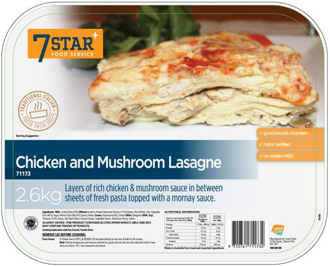 CHICKEN MUSHROOM LASAGNE 7 STARS x 2.6kg (5)