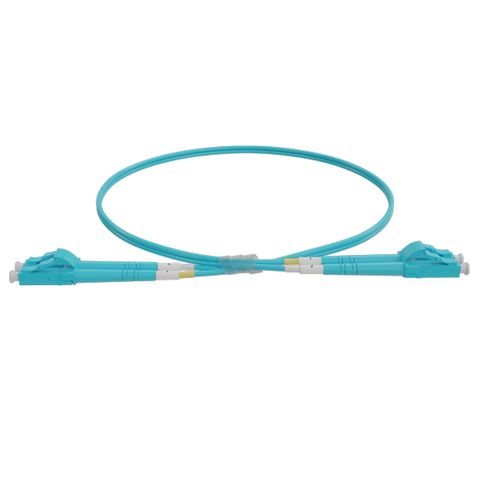 LC-LC OM4 Duplex Fibre Lead, Aqua LSZH Jacket - 3m