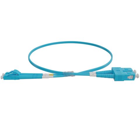 LC-SC OM4 Duplex Fibre Lead, Aqua LSZH Jacket - 3m