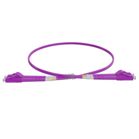 LC-LC OM4 Duplex Fibre Lead, Violet LSZH Jacket - 7m