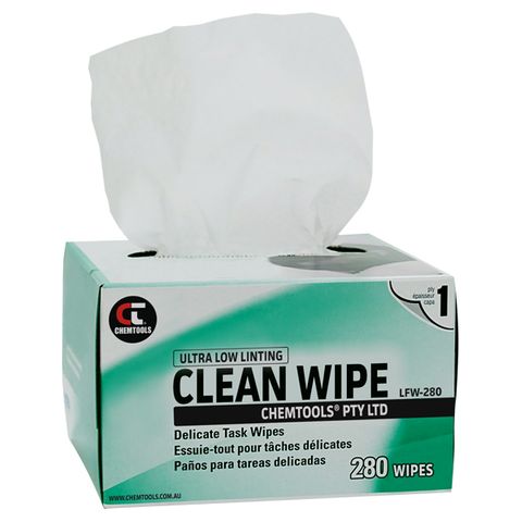 CHEMTOOLS Wipes, Low Linting, 200mm x 110mm - 280 Sheets