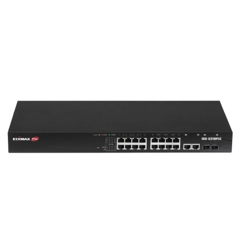 EDIMAX Industrial Surveillance VLAN 16-Port Gigabit PoE+ Web Smart Switch w/ 2 Gigabit RJ45 & SFP Combo Ports