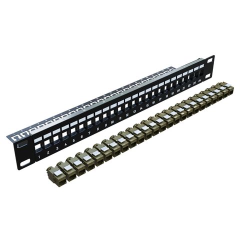 CERTECH 24 Port 19" Cat6A Shielded Patch Panel, Complete with 24 x Cat6A Keystone Jacks