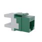 Cat6 RJ-45 UTP Keystone Jack. Green, 180 degrees, 6pc Pack