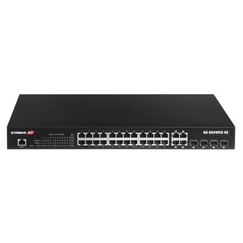 EDIMAX 28 Port Gigabit PoE+ Long Range Managed Switch w/ 4 RJ45 & SFP Combo Ports