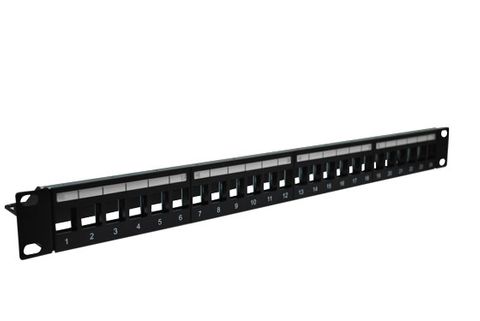 CERTECH 1RU 19" 24 Port Unloaded Patch Panel, with Rear Support Bar