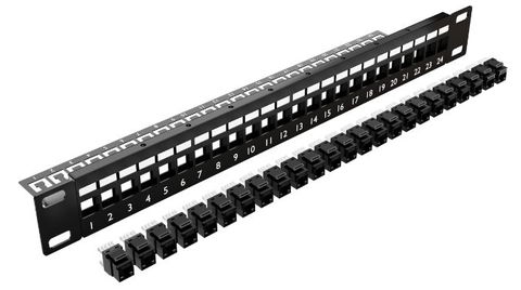 CERTECH 24 Port 1RU Cat6A UTP Patch Panel, Complete with 24 x Cat6A Keystone Jacks