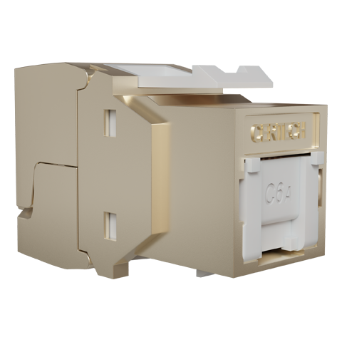 CERTECH Cat6A STP Keystone Jack w/ Dust Shutter, Tool-Free, Rear Entry - 6pc Pack