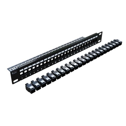 CERTECH 24 Port 19" Cat6A UTP Patch Panel, Complete with 24 x Cat6A Keystone Jacks