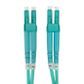 CERTECH Duplex Stainless Steel Armoured Fibre Patch Lead, LC-LC OM4, Aqua LSZH Jacket, 10m