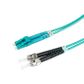 CERTECH Duplex Stainless Steel Armoured Fibre Patch Lead, LC-ST OM4, Aqua LSZH Jacket, 3m