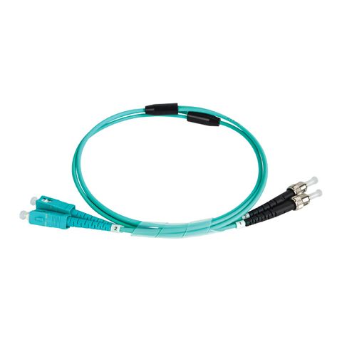 CERTECH Duplex Stainless Steel Armoured Fibre Patch Lead, SC-ST OM4, Aqua LSZH Jacket, 20m