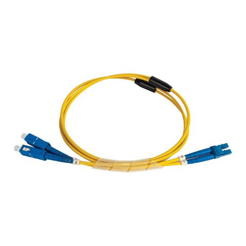 CERTECH Duplex Stainless Steel Armoured Fibre Patch Lead, LC-SC OS2, Yellow LSZH Jacket, 15m