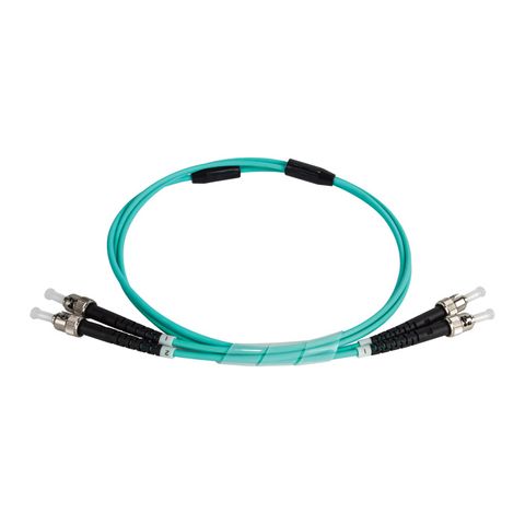 CERTECH Duplex Stainless Steel Armoured Fibre Patch Lead, ST-ST OM4, Aqua LSZH Jacket, 5m