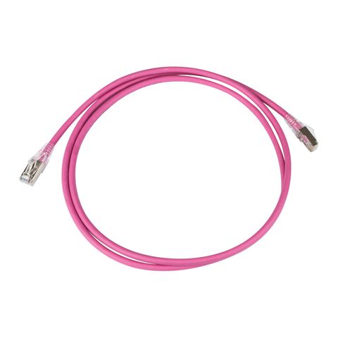 CERTECH Cat6A 26AWG S/FTP 10G RJ45 Patch Lead, Pink LSZH Jacket, 1m