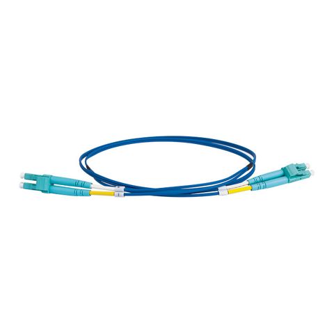 LC-LC OM4 Duplex Fibre Lead, Blue LSZH Jacket - 3m