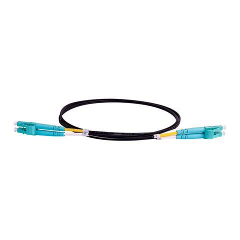 LC-LC OM4 Duplex Fibre Lead, Black LSZH Jacket - 5m