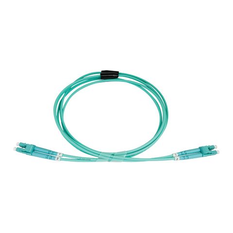 CERTECH Duplex Stainless Steel Armoured Fibre Patch Lead, LC-LC OM4, Aqua LSZH Jacket, 30m