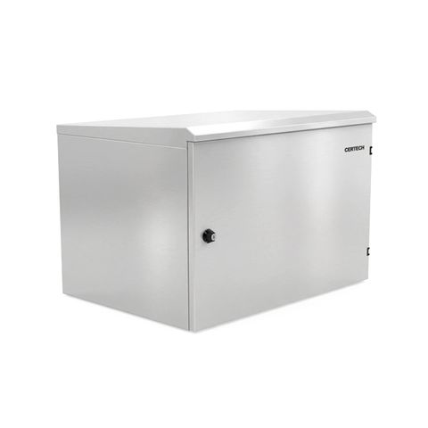 CERTECH 6RU 400mm Deep Stainless Steel Outdoor Wall Mount Cabinet, IP65 Rated
