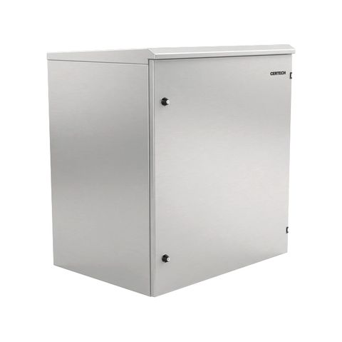 CERTECH 12RU 600mm Deep Stainless Steel Outdoor Wall Mount Cabinet, IP65 Rated