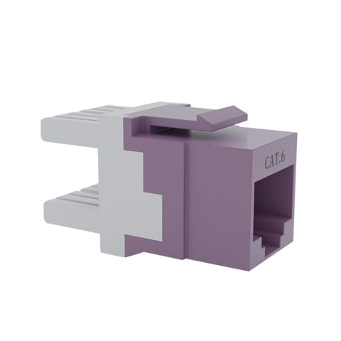 Cat6 RJ-45 UTP Keystone Jack. Purple, 180 degrees, 6pc Pack